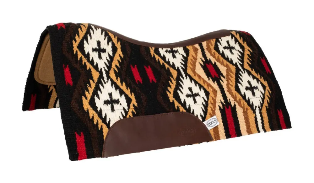 Top Vente Tapis de selle en feutre de laine de Nouvelle-Zlande 34x36 cm Pool's - Marron / beige