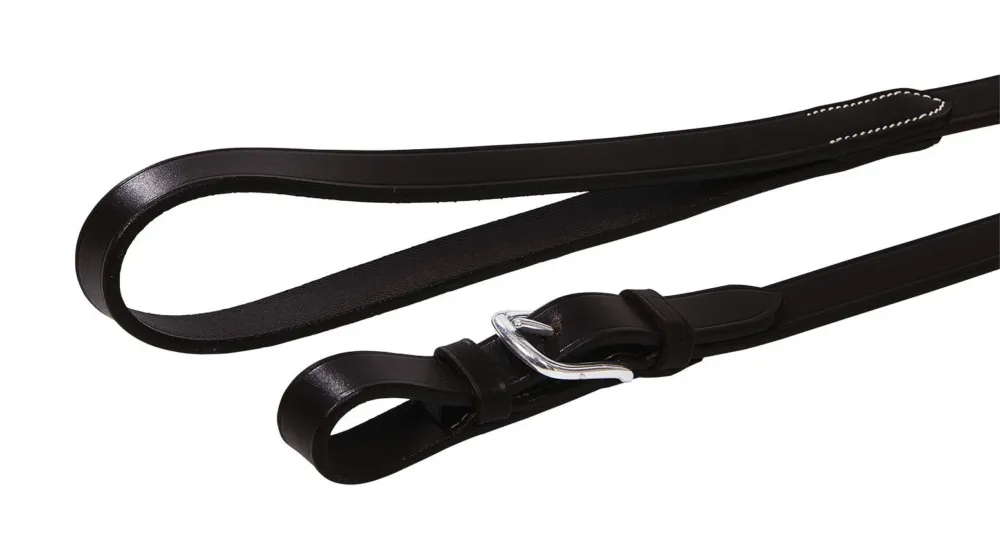 Expdition Rapide Longe en cuir avec chane argente Equestro - Cheval - Noir