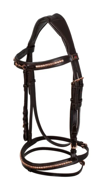 Bridon Anglais avec Dcoration de Mors Rose Gold Supreme - Poney - Marron Acheter En Ligne