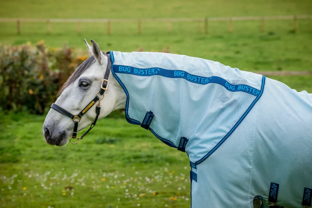 Couvre-cou anti-mouches Amigo Horseware Bug Buster - S - Bleu azure / marine / bleu lectrique Nouveaut