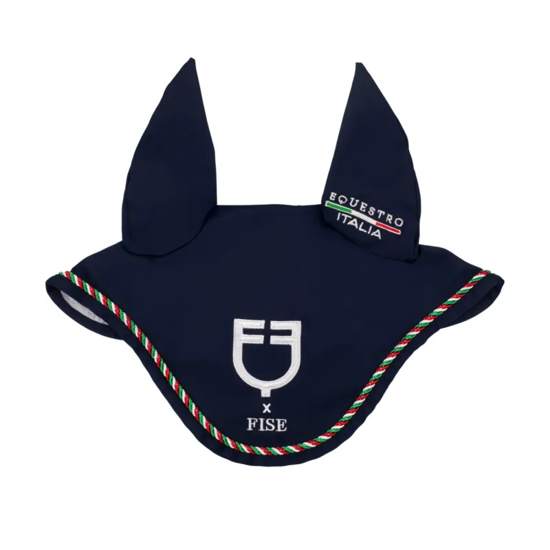 Vente Flash Bonnet Equestro x FISE avec liser drapeau italien - Cheval - Marine blazer