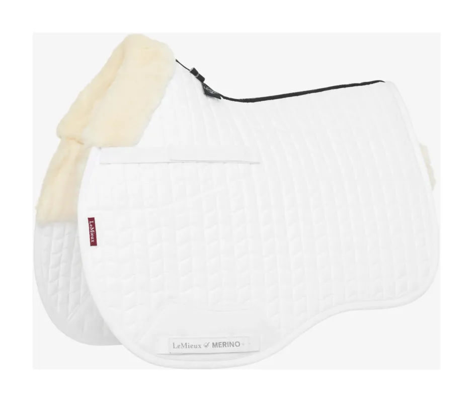 Acheter Direct Tapis de selle LeMieux Square mixte doubl sur la moiti en Merino+ - M - Blanc / naturel