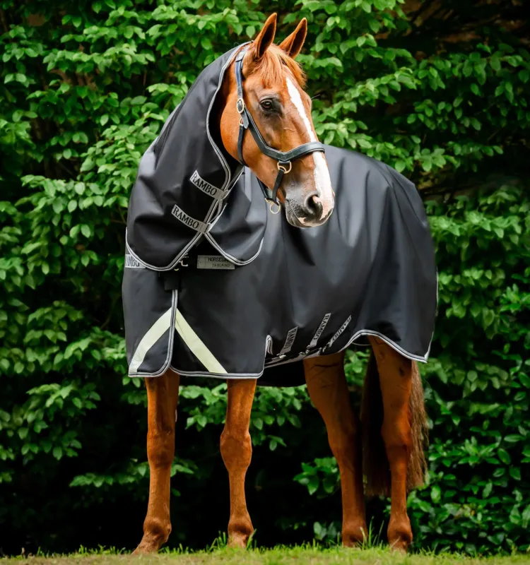 Couverture Horseware Rambo 1680D Turnout Plus 100g - 115 cm - Noir / orage / gris argent Expdi Aujourdhui