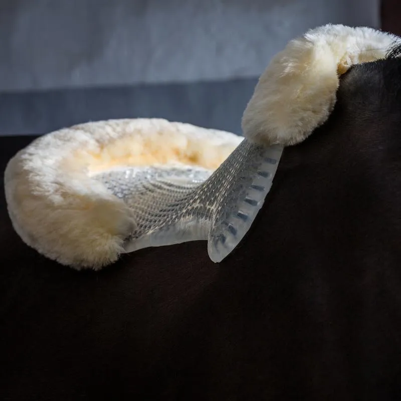ACAVALLO – Amortisseur de Dos en Gel Bordure Mouton Vritable Bordure Mouton NOIR TAILLE CHEVAL Offre Exclusive