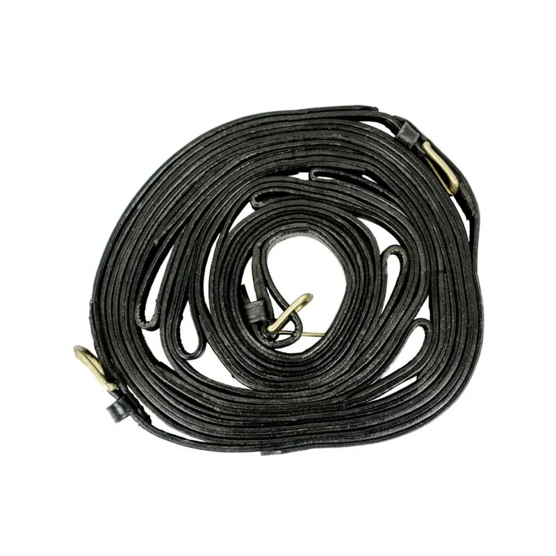 Affaire Saisir AMAHORSE - Guides d'attelage en cuir taille shetland cheval SHETLAND NOIR NOIR