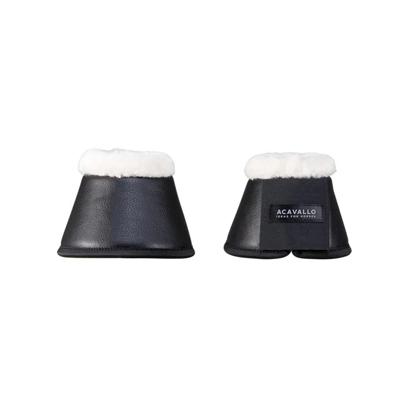 ACAVALLO - Cloches Protge Glomes Bord Mouton ECO Cuir NOIR PONEY Usine Directe