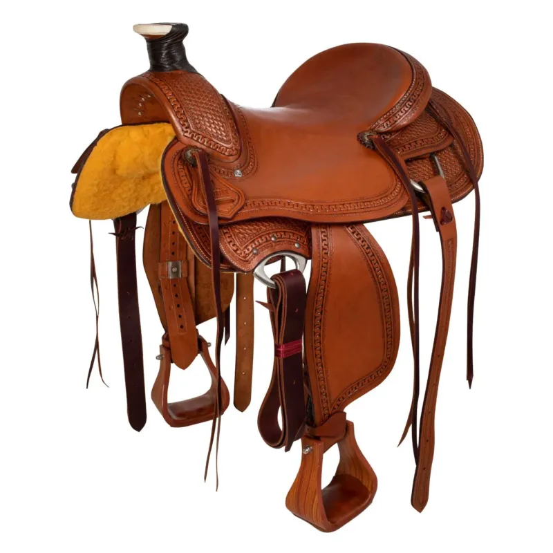 Soldes Selle western Wade avec embossage panier McBryan - 17" - Chtaigne