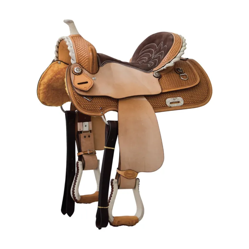 Selle western barrel Denver Arabian manteau carr avec sige color - 16" - Rouge Promotion