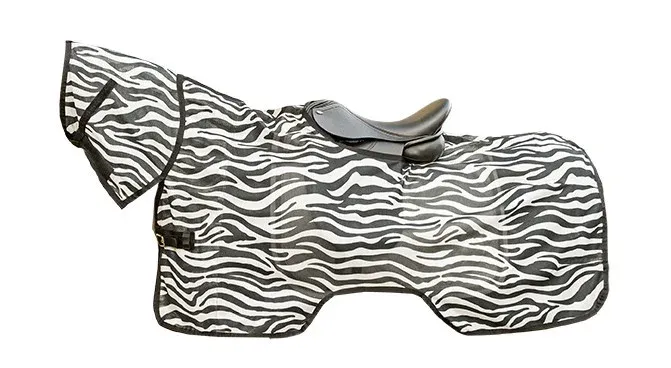 Couverture anti mouches Zebra pour des promenad HKM - 135 cm - Blanc / noir Acheter En Ligne