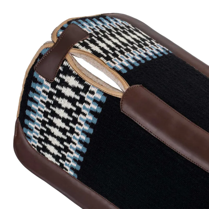 POOL'S- Tapis Western feutre avec renforts cuir BLEU Prix Rduit