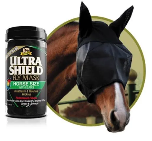 Masque anti-mouches avec oreilles - Absorbine - Lger et respirant - NOIR - FULL Expdition Rapide