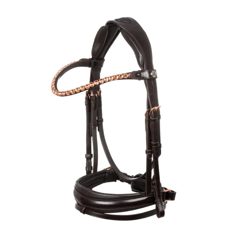 Rduction ACAVALLO - Bridon ttire anatomique cuir brun et muserolle combine NINFEA