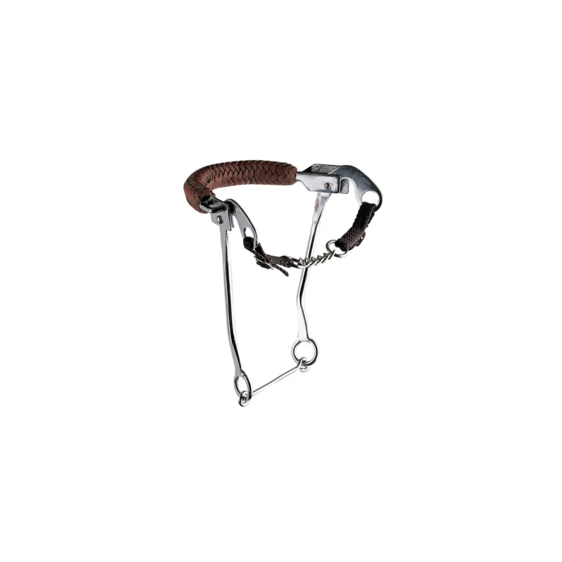 POOL&rsquo;S – Hackamore inox avec muserolle tresse cuir branches longues Prix Bas