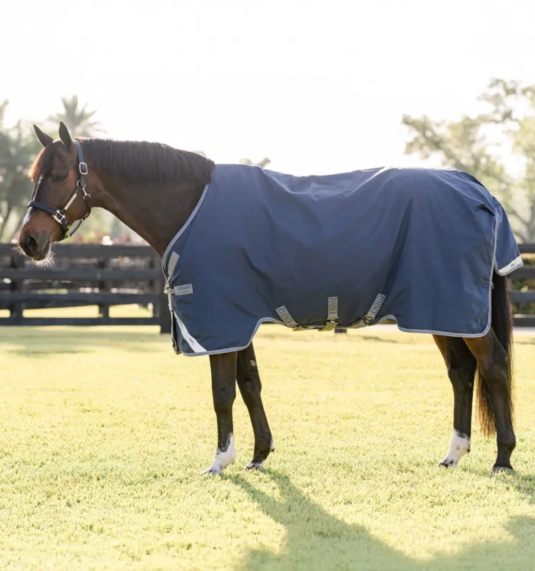 Nouvel Arrivage Couverture Horseware Rhino Turnout 100g 1000D - 125 cm - Noir / gris titane / bleu classique
