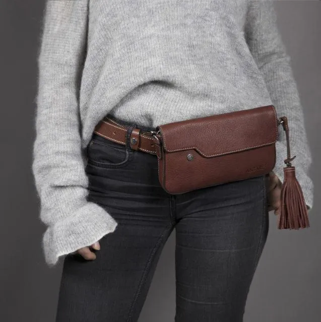 ANTARES - Pochette Cuir avec Rabat Porter en Bandoulire ou sur Ceinture, RIO NOIR Jusqu puisement Des Stocks