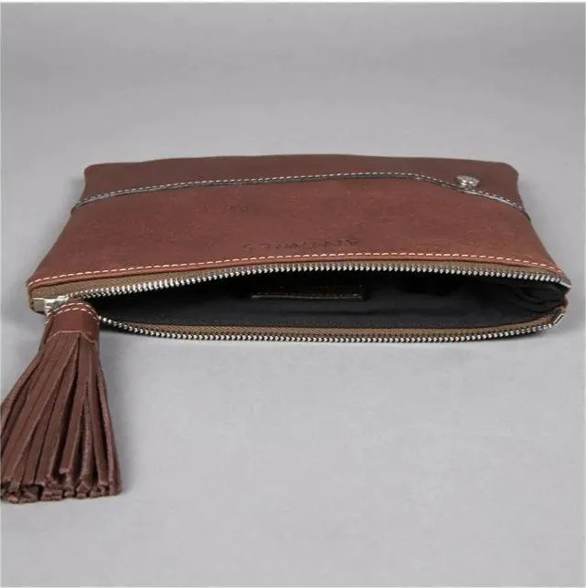 Acheter Direct ANTARES - Pochette de Sac Main en Cuir Grain LONDON NOIR