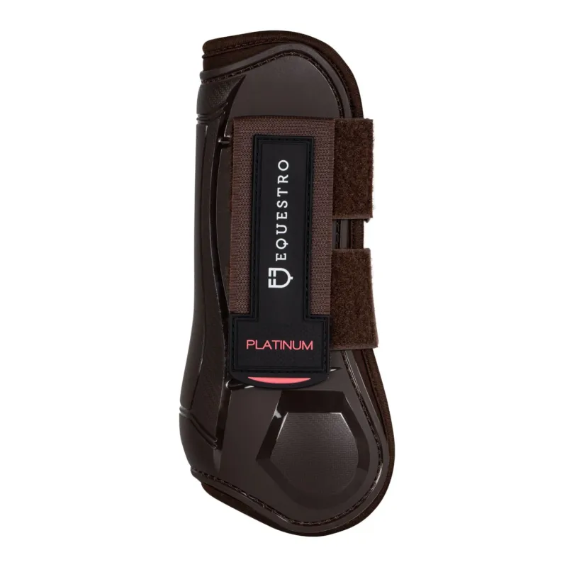 Vente Flash Gutres anatomiques avec double fermeture velcro Platinum Equestro - Poney - Marron
