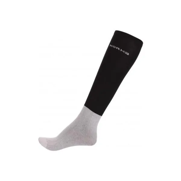 Soldes HORKA - Lot de chaussettes d'quitation lycra pied coton SHOW 2 paires S (31-34) NOIR