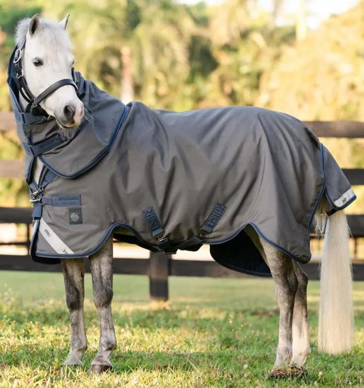 Couverture Horseware Rhino Hexstop Plus Poney Turnout 100g 1000D - 75 cm - Gris / indigo / marine Nouvel Arrivage