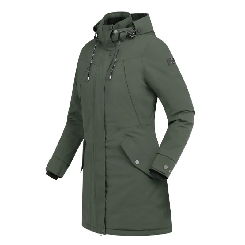 Livraison Gratuite ELT - Parka Equitation FEMME Mi Longue HIVER ONTARIO XS FEMME OLIVE FONCE