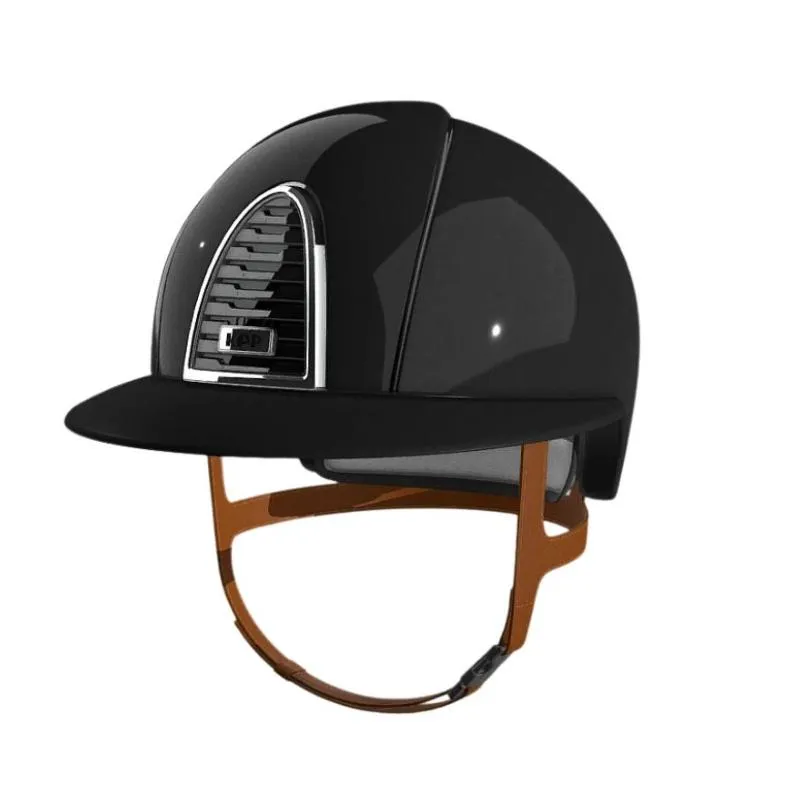 KEP ITALIA - Casque d'Equitation CROMO 2.0 SHINE Visire XL Jugulaire Camel TAILLE 51 CM NOIR Remise