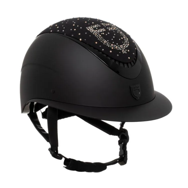 Prix Rduit EQUESTRO - Casque d'Equitation Visire large ou courte et paillettes PROXIMA NOIR visire Courte TAILLE S 52 -54 CM