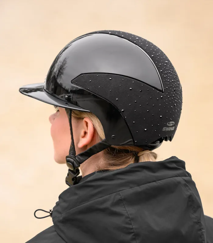 SWING - Casque glossy insert velours et strass Lady SPARK H24 NOIR TAILLE 51 -55 CM Nouvelle Collection