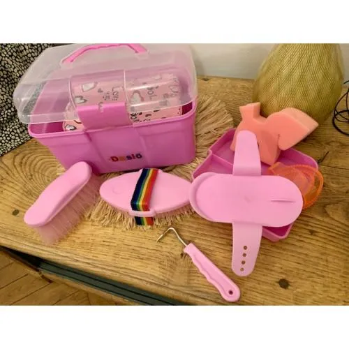 HORKA - Coffre de pansage complet avec brosses pour enfant, PINK Meilleure Vente