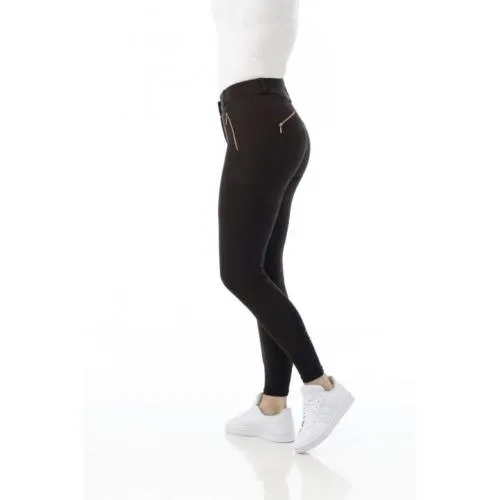 EQUITHEME - Pantalon FEMME Taille haute Zip Rosegold KENYA Meilleur Choix