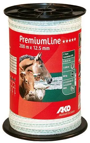 Ruban de clture Premium Line - AKO - Blanc / Vert - 20mm Dernire Chance