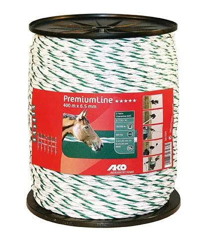 Haute Qualit Cordelette Premiumline AKO Diamtre 6.5mm - Blanc / Vert - 200m - diamtre 6.5mm