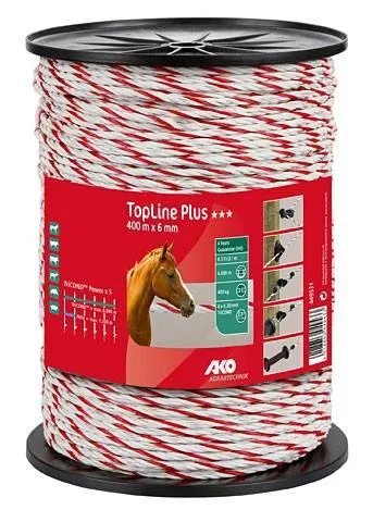 Nouvelle Collection Cordelette Topline Plus - AKO - Blanc / Rouge - 200 M - diamtre 6mm