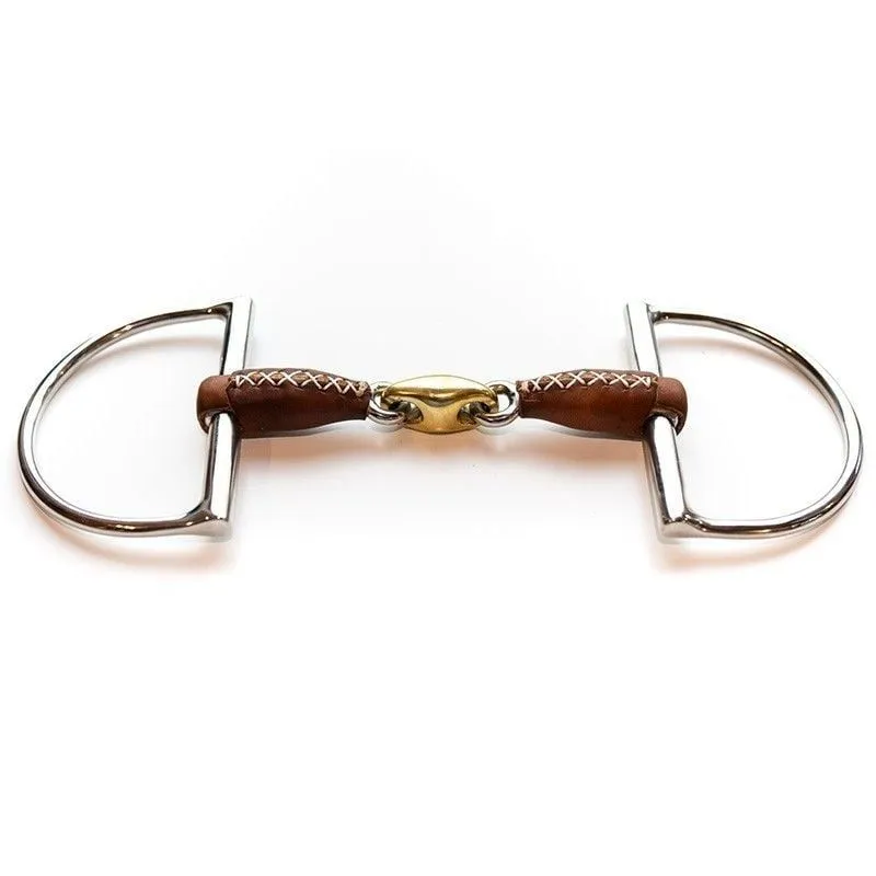 Nouvelle Collection Mors Verdun US double brisure recouvert de cuir JUMPIN - 135MM - INOX/CUIR - 17MM