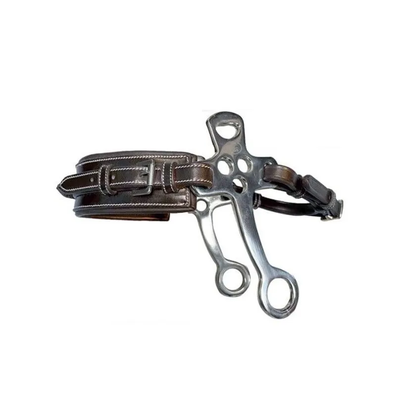 Meilleur Choix Hackamore nez rectangle cuir branches courtes et plates JUMPIN - NOIR - INOX