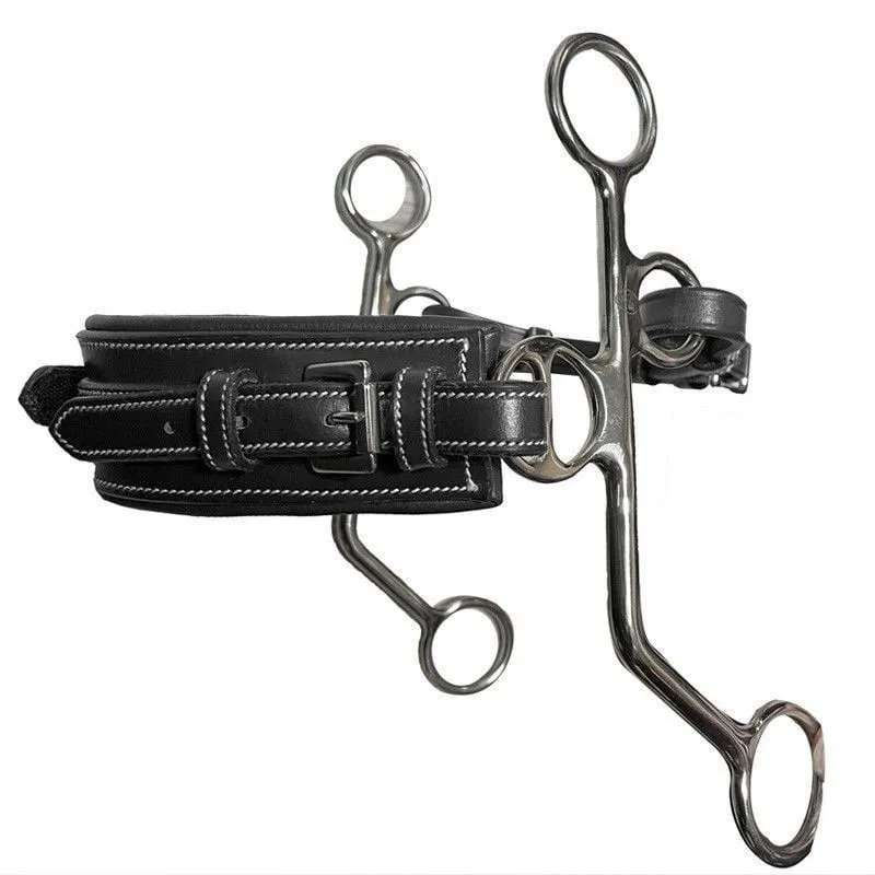 Hackamore cuir branches longues nez rectangle JUMPIN - NOIR - INOX Dernier Modle