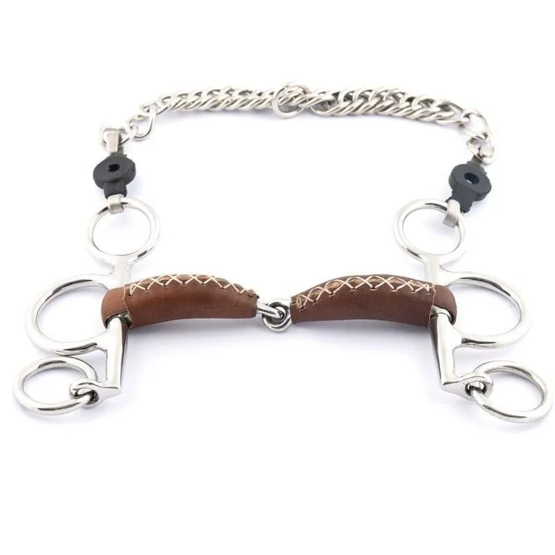 Livraison Gratuite Mors Pelham petites branches double brisure recouvert de cuir JUMPIN - 115MM - INOX/CUIR - 18MM