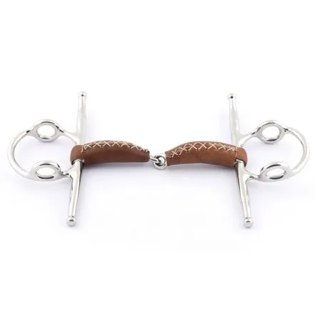 Seulement Aujourdhui Mors releveur aiguilles recouvert de cuir JUMPIN - 135MM - INOX/CUIR - 18MM