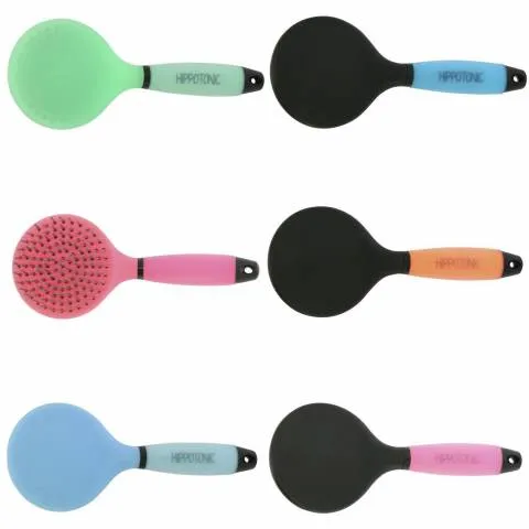 Livraison Gratuite Brosse crins avec poigne en gel - Hippotonic - Noir et Bleu