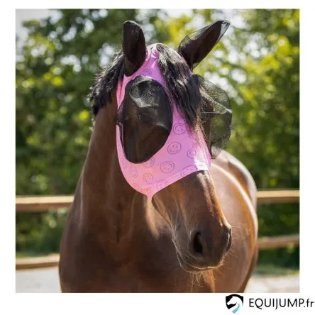 Masque Anti Mouches Collection Rosalynn QHP - CHEERY PINK - CHEVAL/FULL Jusqu puisement Des Stocks