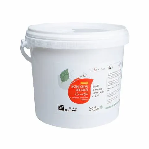 Jusqu puisement Des Stocks Biotine cheval renforce - Gourmandise Carotte - Format friandise Michel Vaillan - Pot de 1 kg - Cure de 2 mois pour 1 cheval