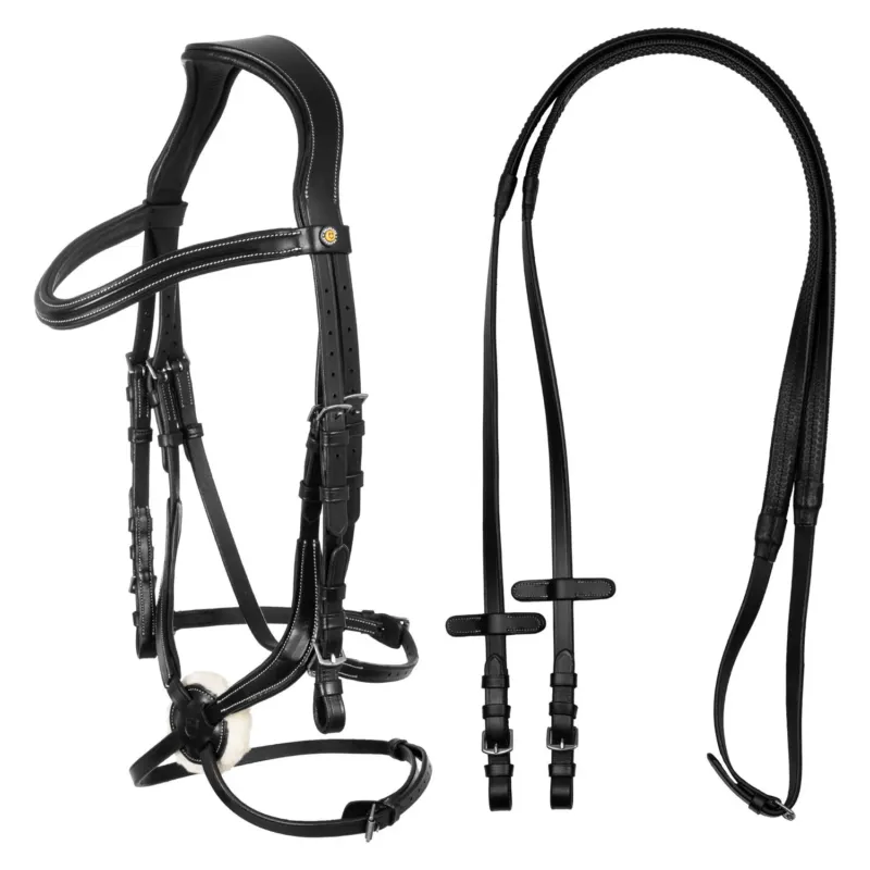 Super Prix Bride anatomique en cuir mexicain Equestro - Cob - Noir