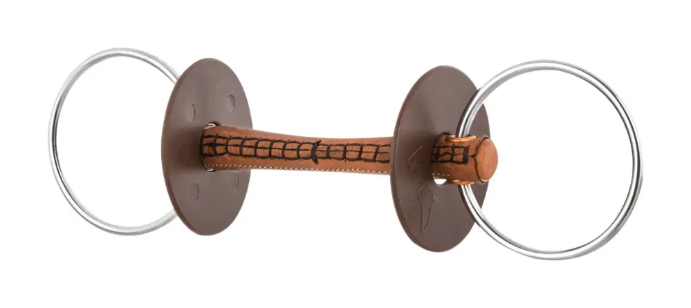 Mors de filet Beris cuir anneau 7,5 cm - 130 mm - Doux Bon March