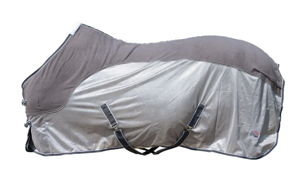 Achetez Aujourdhui Couverture anti-mouches Comfort avec polaire HKM - 135 cm - Gris / naturel / bleu