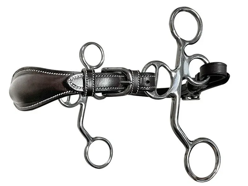 Pas Cher Hackamore Jump'In Poney cuir branches courtes - 165 mm - Havane