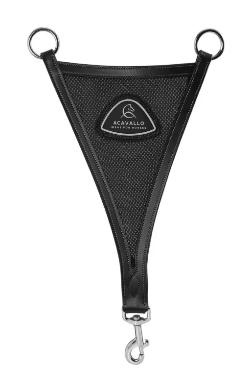 Martingale bavette en cuir avec insert en maille Acavallo - Cheval - Noir Expdition Rapide
