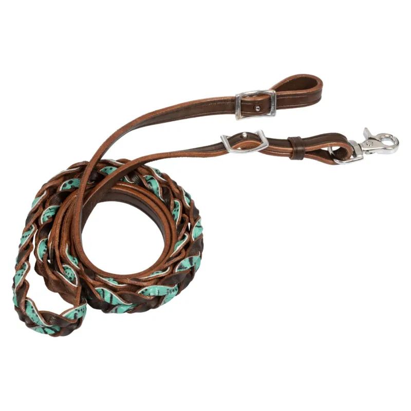 Rnes avec dcorations en cuir tress Pool's - Turquoise Prix Rduit