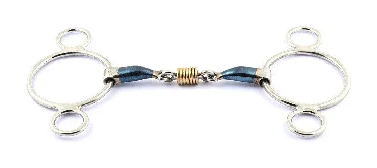 Meilleur Prix Mors Jump'In Blue Steel Pessoa avec anneaux en cuivre - 125 mm