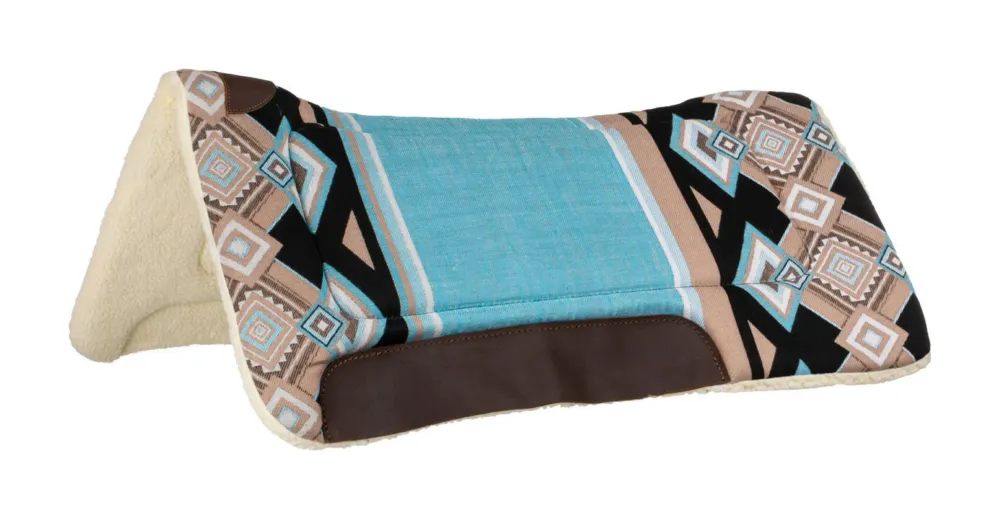 Livraison Express Tapis de selle western avec rembourrage en laine synthtique Pool's - Bleu clair / noir
