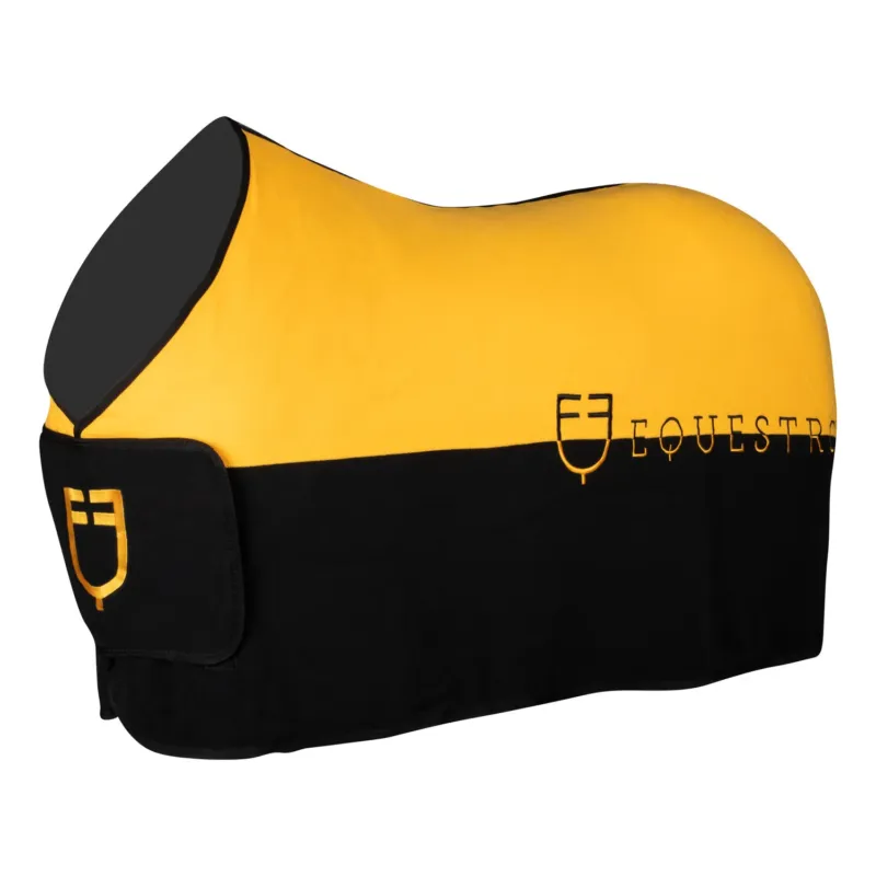 Couverture en polaire anti-boulochage bicolore Munster Equestro - 165 cm - Noir / jaune Authentique
