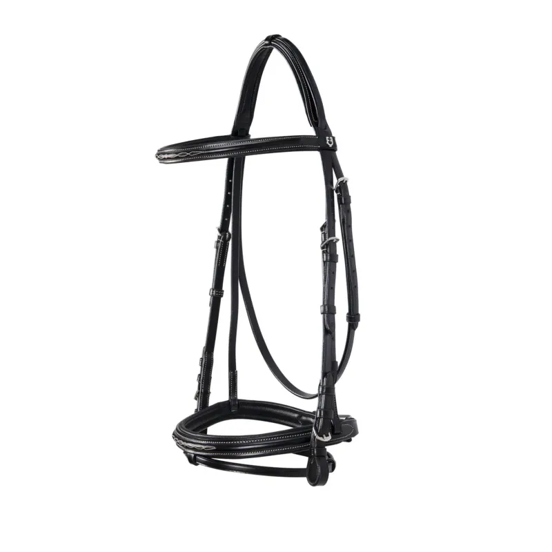 Bride anglaise en cuir avec broderies Deco Equestro - Cheval - Noir Promotion Saisonnire